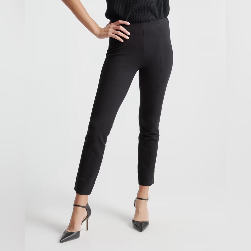 NWT Quince Women’s Ultra-Stretch Ponte Pintuck Black Ankle Pants XLP 25” Inseam